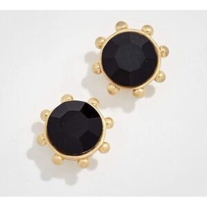 KATE SPADE New York Gold Tone Flying Colors Jet Black Stud Earrings New in Box